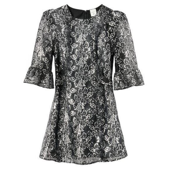 2020 THE VAMPIRE'S WIFE x H&M Silver Lace Mini Dress - S - Picture 2 of 3